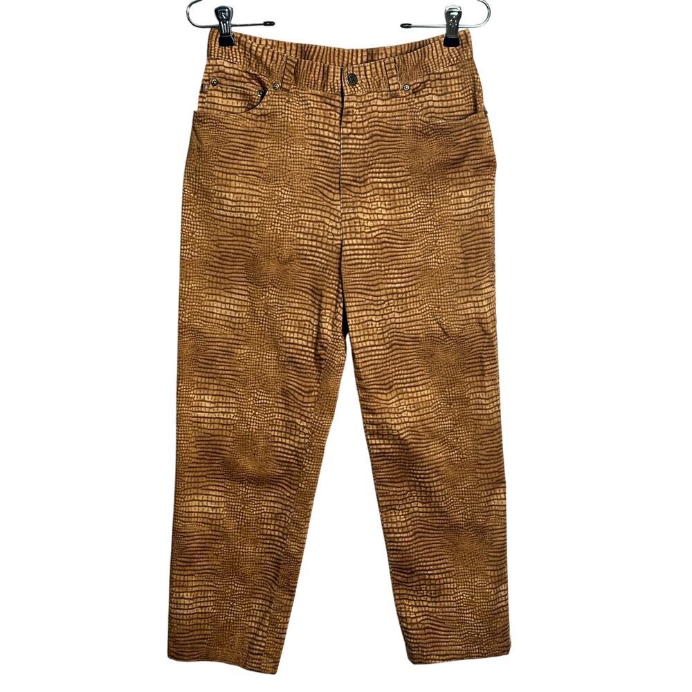 Lauren Ralph Lauren Sz 8 Snakeskin Crop Stretch Jeans‎ Straight Leg Animal Print